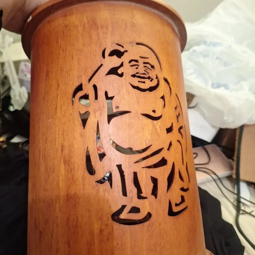 Pyrat Rum Round Wooden Laser Cut BUDDA CASE Hinged Door 10